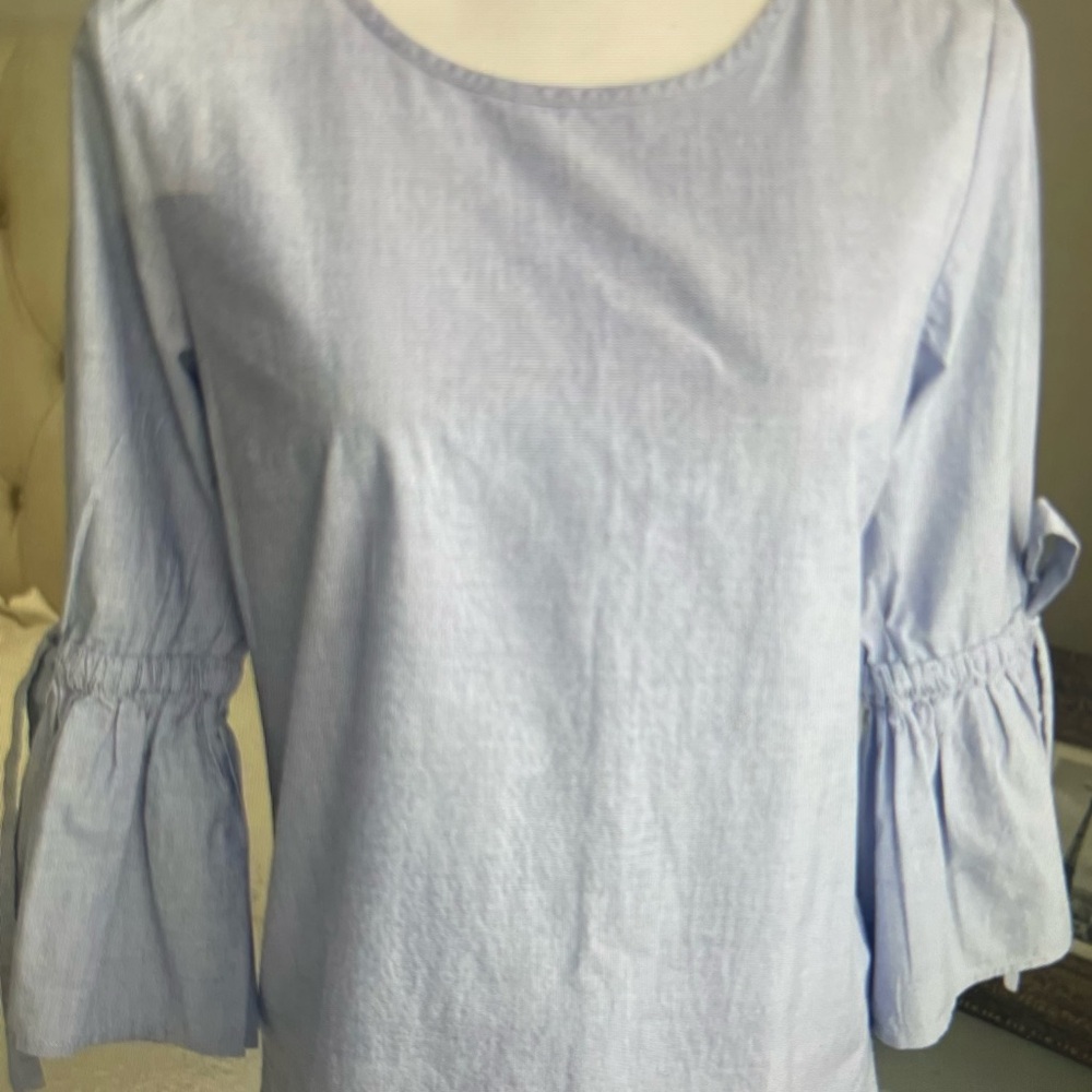 J Crew Women’s Blouse Bell Sleeves Blue Size S